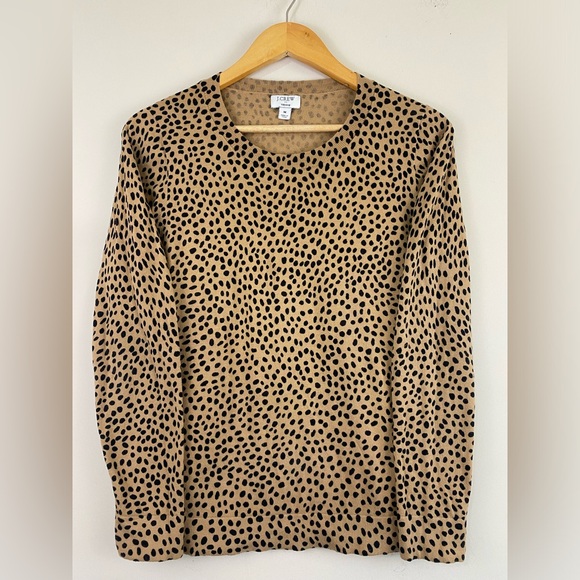 J.Crew Women’s Leopard Dot Teddie Crewneck Sweater, Size M - Picture 2 of 9